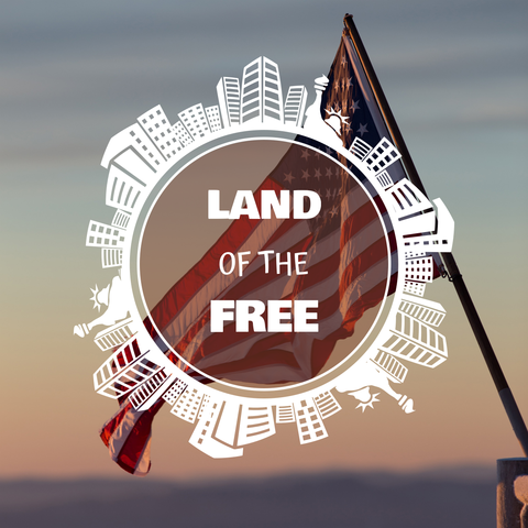 Patriotic Monument Outlines With US Flag Photo Sign Template